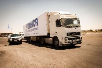 Caminhão leva itens humanitários para o sul da Síria. Foto: ACNUR/B. Diab