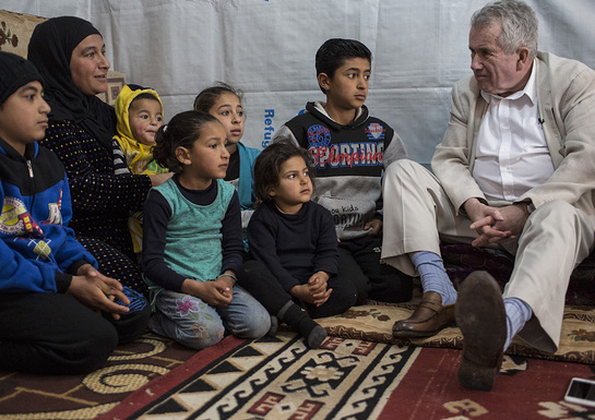 Martin Bell Visits Refugee Children In Lebanon